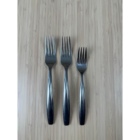 Hampton Silversmiths Forks Set Stainless Steel Dinner Salad Tableware (3 pieces) - Picture 1 of 7